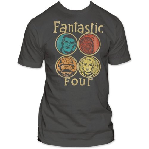  Fantastic Four Circle Portraits Fitted Jersey T-Shirt In Charcoal
