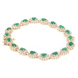 14K 6.30 CTW Emerald & Diamond Halo Bracelet