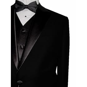 Buy MANTONI 1-Button PEAK Lapel Mens Tuxedo Suit with Vest Solid Black 100% Virgin Wool with Non... by Mantoni