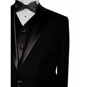 Buy MANTONI 1-Button PEAK Lapel Mens Tuxedo Suit with Vest Solid Black 100% Virgin Wool with Non... by Mantoni