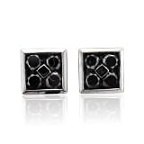 Mens 10k Black Gold Square Black Diamond Earrings Studs - 0.50 Carat