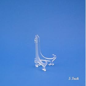 10   INCH CLEAR TRANSPARENT HINGED PLASTIC PLATE STAND HOLDER   EASEL