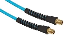Coilhose Pneumatics PFE40504T Flexeel Reinforced Polyurethane Air Hose, 1/4-Inch ID, 50-Foot Length with (2) 1/4-Inch MPT Reusable Strain Relief Fittings, Transparent Blue
