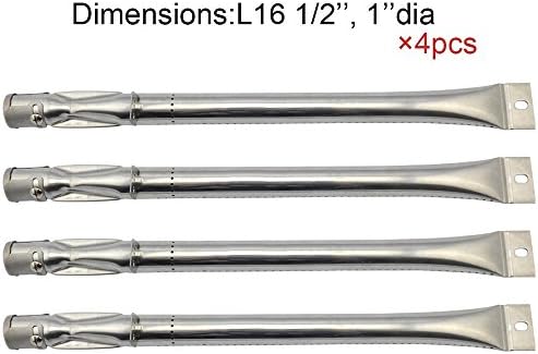 TSINY 12411 4-pack Stainless Steel Straight Pipe Barbecue Burner for Lowes BBQ Grillware, Charmglow, North American Outdoors and Perfect Flame Grills