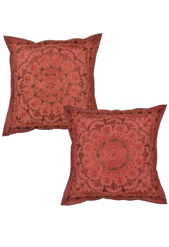 Imagen principal de Cojín de algodón Cubre con tamaño de bordado de trabajo de 16 x 16 pulgadas Juego de 5 piezas