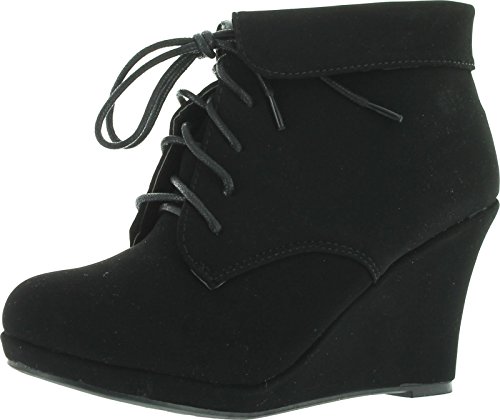 Top Moda Womens Max-35 Max 35 Womens Wedge Ankle Booties,8 B(M) US,Black