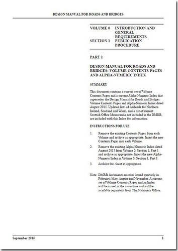 Design Manual for Roads and Bridges: Introduction and General Requirements Volume 0