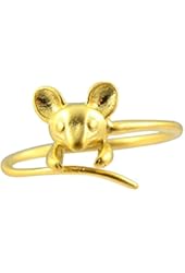AppleLatte Tiny Mouse Ring, Gold Plated Adjustable