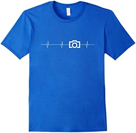 Men's Photographer Heartbeat Tshirt Medium Royal Blue