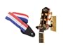 String Swing Wood Guitar Wall Hanger, OAK with Bonus Guitar Strap, RED/WHITE/BLUE