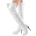 Furge81 Jewel Buckled Thigh High Boots WHITE MakeMeChic