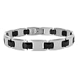 Men's Tungsten and Black Ceramic Link Bracelet, 8.5"