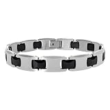 Men's Tungsten and Black Ceramic Link Bracelet, 8.5"