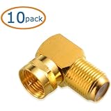 Cable Matters 10-Pack, Gold Plated Right Angle F-Type Coaxial RG6 Adapter