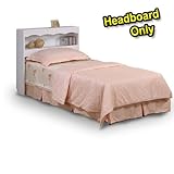 White Finish Headboard with Storage Cubby Shelf