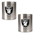 Oakland Raiders 2pc Stainless Steel Can Holder Set- Primary Logo NFL Football
