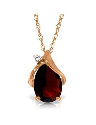 14K Rose Gold Teardrop Garnet Necklace with Diamond Accent