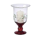 Pfaltzgraff Winterberry Footed Hurricane Candle Holder with Candle