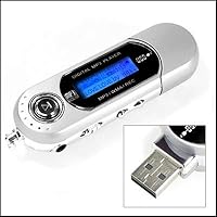 1GB MP3/WMA Player USB Flash Drive Digital Voice Recorder Built-in FM Radio with 7 Colors Backlight LCD - SILVER
