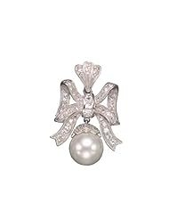 C.Z. AND PEAR BOW ENHANCER RHODIUM PLATED (.925) STERLING SILVER PENDENT