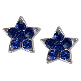 Stud Earrings Sterling Silver - Blue Gem Stars by 