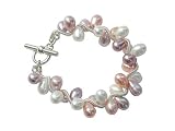 7-8mm Natural Pink Freshwater Pearls on Sterling Spiral Bracelet with Toggle Closure 8