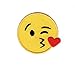 Smiley Face Emoji Blowing Kiss on Cheek - Iron on Applique - Embroidered Patch