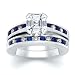 2.51 CT ASSCHER DIAMOND W ROUND BLUE SAPPHIRE RING SET