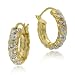 18k Gold Overlay Sterling Silver Diamond-Accent Hoop Earrings