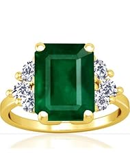 14K Yellow Gold Emerald Cut Emerald Fana Designer Ring