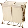 Household Essentials 6782 Double X-Frame Hamper with Natural Canvas Bag & Lid