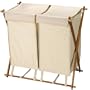 Household Essentials 6782 Double X-Frame Hamper with Natural Canvas Bag & Lid