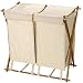 Household Essentials 6782 Double X-Frame Hamper with Natural Canvas Bag & Lid