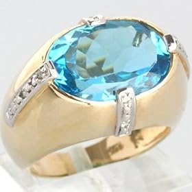 14K Yellow and White Gold 8.60 Ct. Blue Topaz and Diamond Estate Ring by 