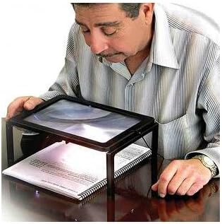 A4 Full Page Large 3X Giant Hands Free Desktop Big Magnifying Glass With 4 LED Lights Reading Sewing Knitting Lens Magnifier GK-033201A01