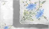 Light Blue Floral Handkerchief, 100% Cotton