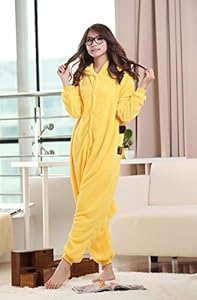 Skycastle(tm) High Quality Pikachu Cartoon Animal Shaped Winter Unisex One-piece Pajamas Hoodie Sleepwear Cosplay Costume (S)
