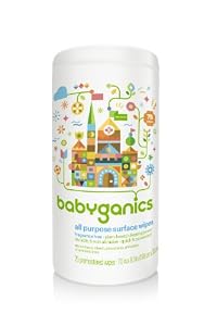 BabyGanics All-Purpose Surface Wipes, Unscented, 75-count Tubs (Pack of 2), Packaging May Vary