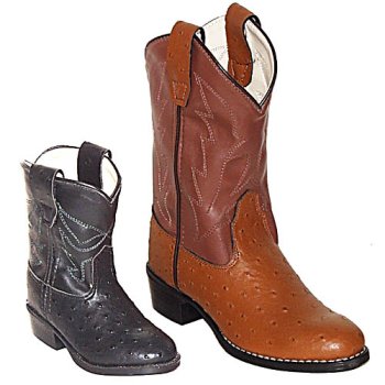 Children's Ostrich-Print Cowboy Boots