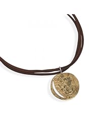 MMA Silver - 18 inch Triple Strand Suede Necklace with Brass Pendant