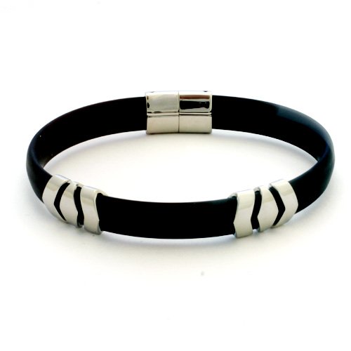 Stainless Steel And Rubber Bracelet
