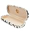 JAVOedge Black Leaves Pattern Fabric Clamshell Style Eyeglass Case with Bonus Mircofiber Glasses Cleaning Cloth