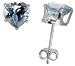 6 mm Heart Shape Blue Topaz colored Sterling Silver Cubic Zirconia Stud Earring