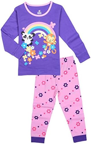 Comhoney Girls Pajamas Sets Rainbow Children Clothes Purple and Pink Size 5Y