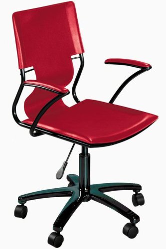 Nova Adjustable-height Swivel Desk Chair With Red Leather