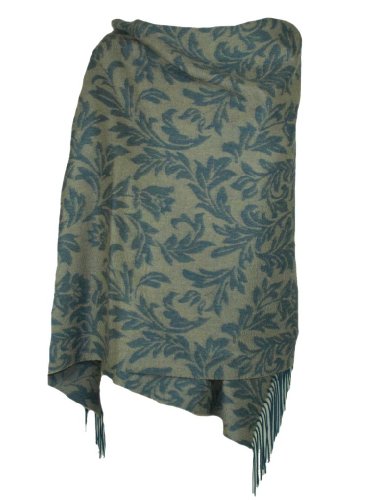 Oxfords Cashmere Pure Cashmere Ladies Pattern Stole, Blue-One Size