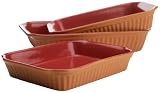 Reco International Rectangular Baking Set of 3, Terra Cotta/Red
