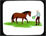 Decorated Mouse Pad with feeding, bucket, fodring, horse, equine, animal, farm, verb