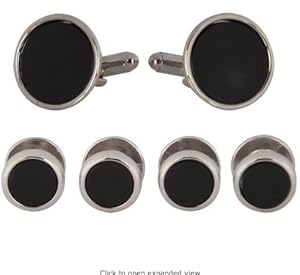 Cufflinks and Studs Set For Tuxedo- Black Formal with Stainless Steel Trimming