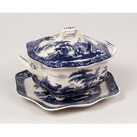 Blue Toile Farm Scene Individual Casserole with Liner Tray by ChinaFind